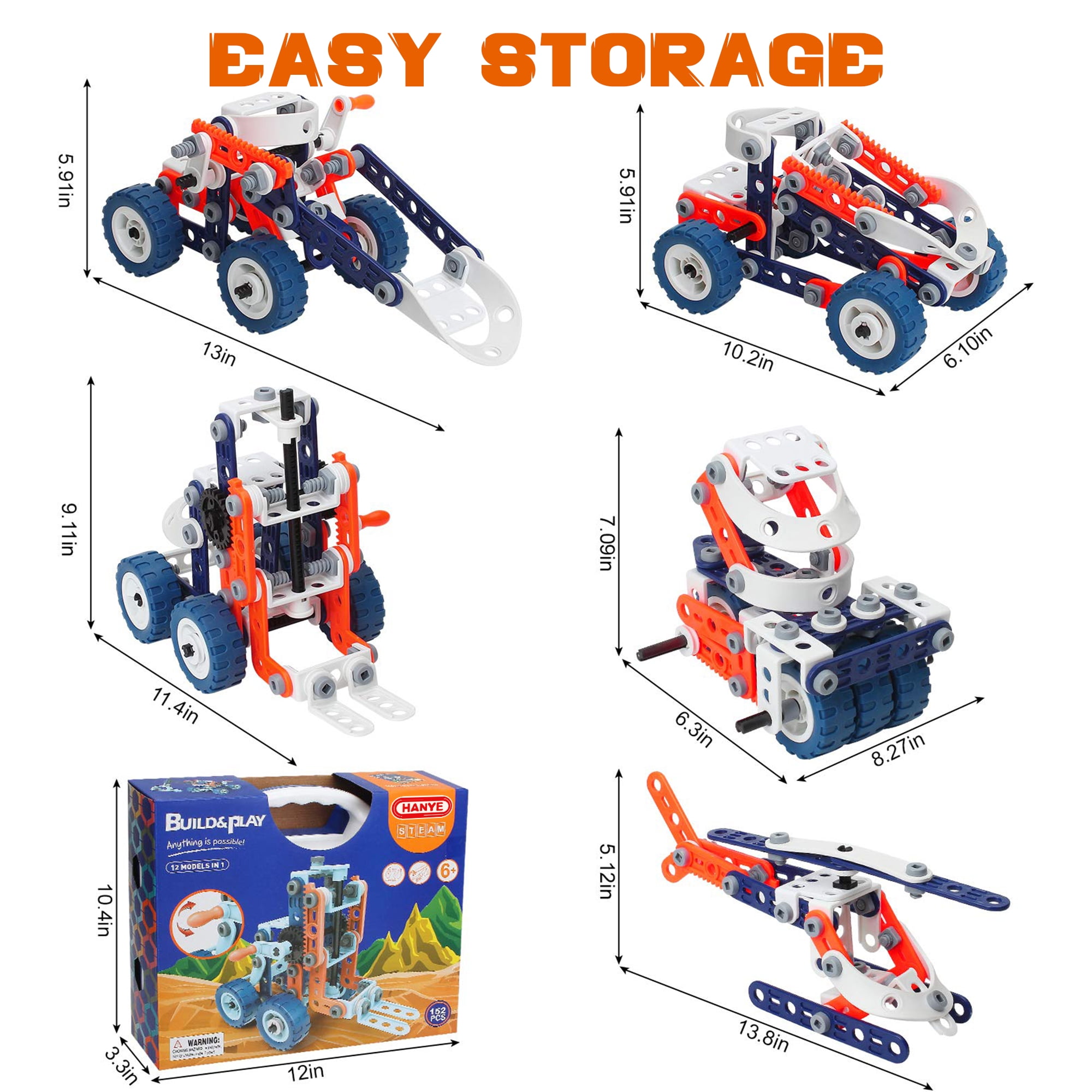 JUGAAD LIFE 12-in-1 STEM Building Toys Blocks Set for Boys 8 11, DIY Electric Construction Toys, Engineering Learning Toys, Educational Creative Game Gift for Kids Toddler Girls Age 4 5 6 7 8+