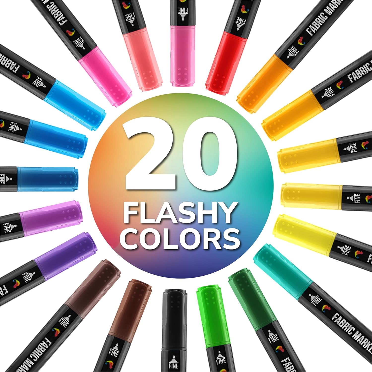Zenacolor Dual Tip Fabric Markers, Permanent, Fine & Chisel Point