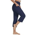 thumbnail image 3 of Blue Women's Yoga Pants, Capri Pants For Women Yoga Capris With Pockets Plus Size Capri Leggings Straight Leg Crop Yoga Pant,Women's Yoga Pants XL, 3 of 4