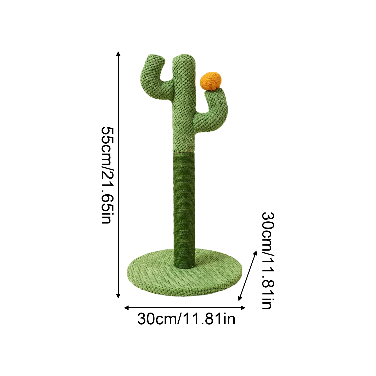 Cactus Cat Scratching Post with Sisal Rope, Stable Interactive Cat Tree with Hanging Ball for Indoor Cats, Durable Furniture Protector for Kittens and Adult Cats, Green Pet Toy, M