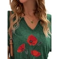 thumbnail image 3 of Gvmfive Womens Casual Short Sleeve T-shirt V Neck Floral Print Tunic Pullover Tops, 3 of 4