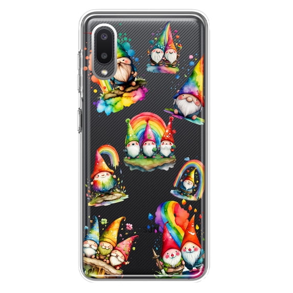 MUNDAZE Samsung Galaxy A02 Shockproof Clear Hybrid Protective Phone Case Colorful Neon Glow Rainbow Gnomes Cover