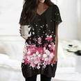 thumbnail image 2 of TQWQT Women's Plus Size Tunic Tops with Pockets Oversized Long Shirts for Legging V Neck Short Sleeve T Shirts Summer Ethnic Floral Print Long Tops, 2 of 5