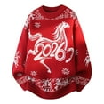 thumbnail image 4 of KKBOTIVE 2026 Sweater for Mens Casual Horse Graphic Fashion Crew Neck Long Sleeve Sweaters Jacket Men's Year Themed Outerwear, Red Size: XXXL, 4 of 4