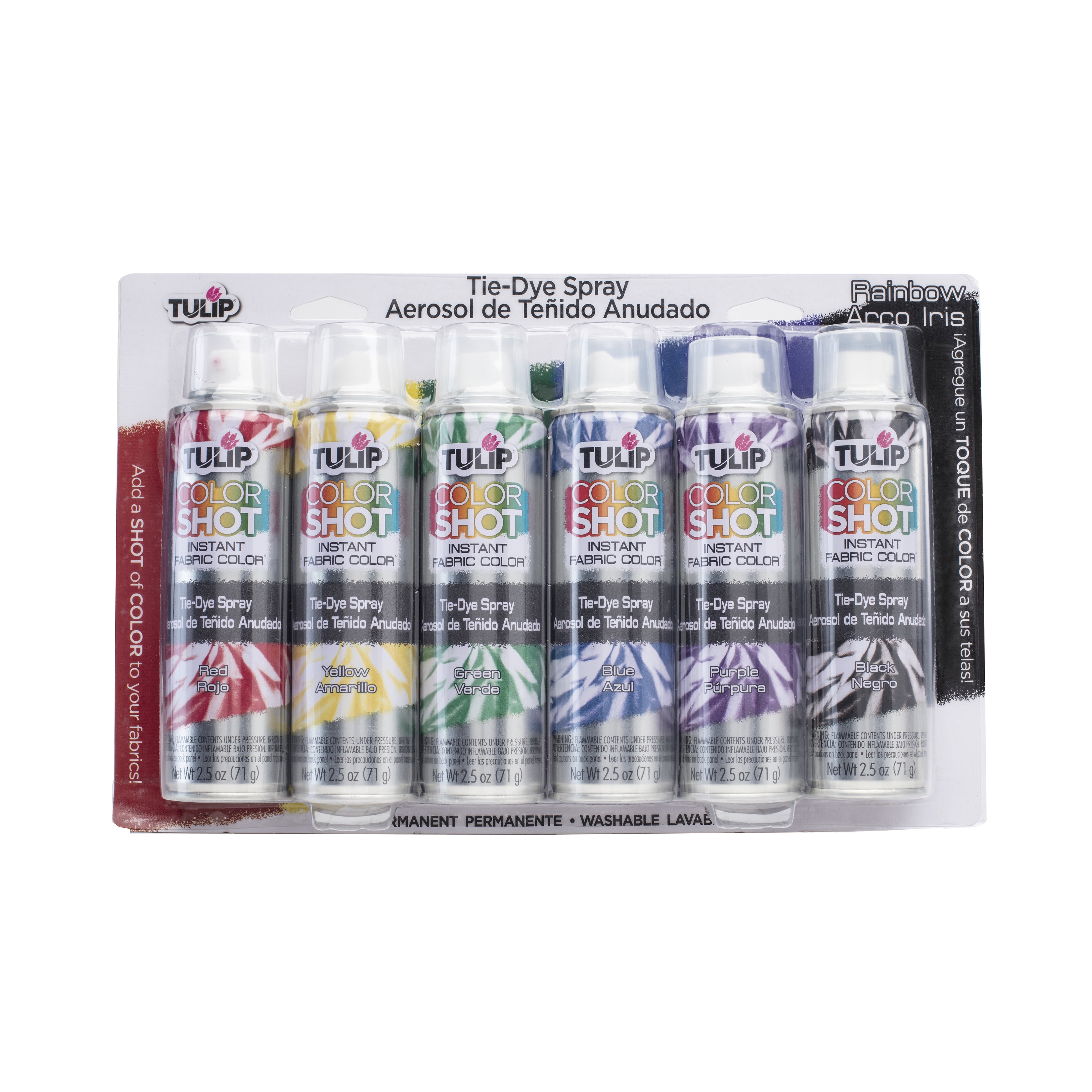 Tulip Color Shot Instant Fabric Color 6 Pack TieDye Spray Kit 3 oz