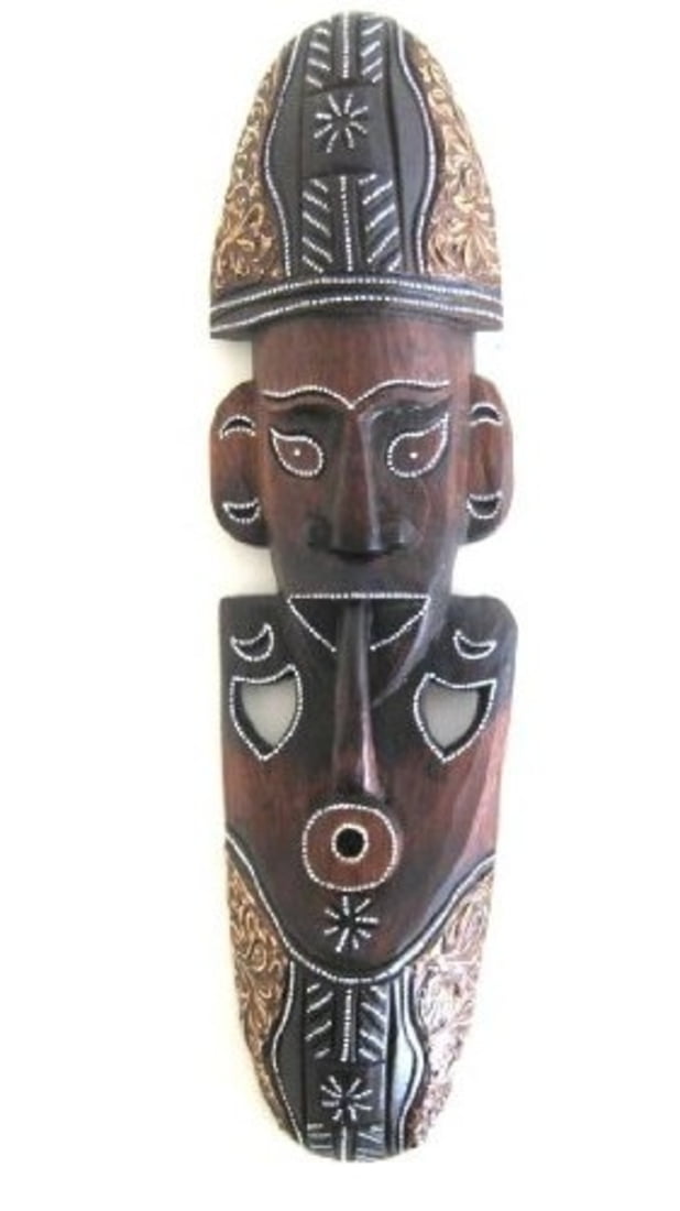 African Wall Mask World Peace Wise Man Wall Hanging Decor Wood Carved
