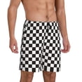 thumbnail image 2 of Wukai Black and White Checkerboard Men’s Short Pajama Pants With Pockets Soft Sleep Pj Shorts for Men-Medium, 2 of 6