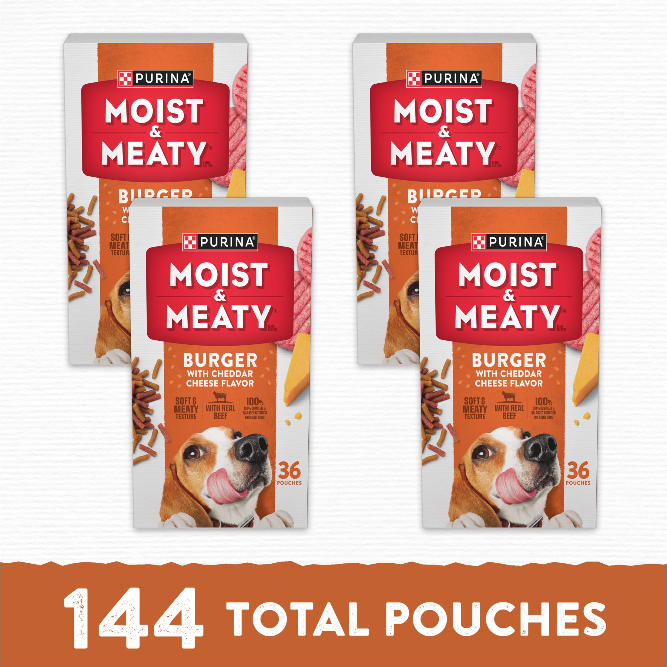 Purina Moist Meaty Dry Dog Food Soft Beef Burger with Cheddar Cheese 12 oz Pouches 5 Pack Walmart