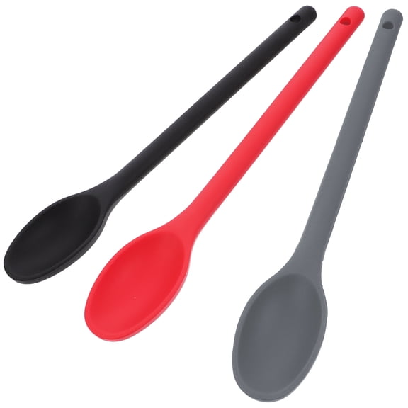 PENIKOKO 3-Piece Silicone Cooking Spoons Set, Assorted Colors, Kitchen Utensils, Easy to Clean and