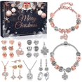 thumbnail image 2 of Calendario de Adviento 2023 para niñas, joyería de oro rosa, cuenta atrás de Navidad de 24 días, incluye dijes de oro rosa, collar, anillos, manualidades, 2 of 4