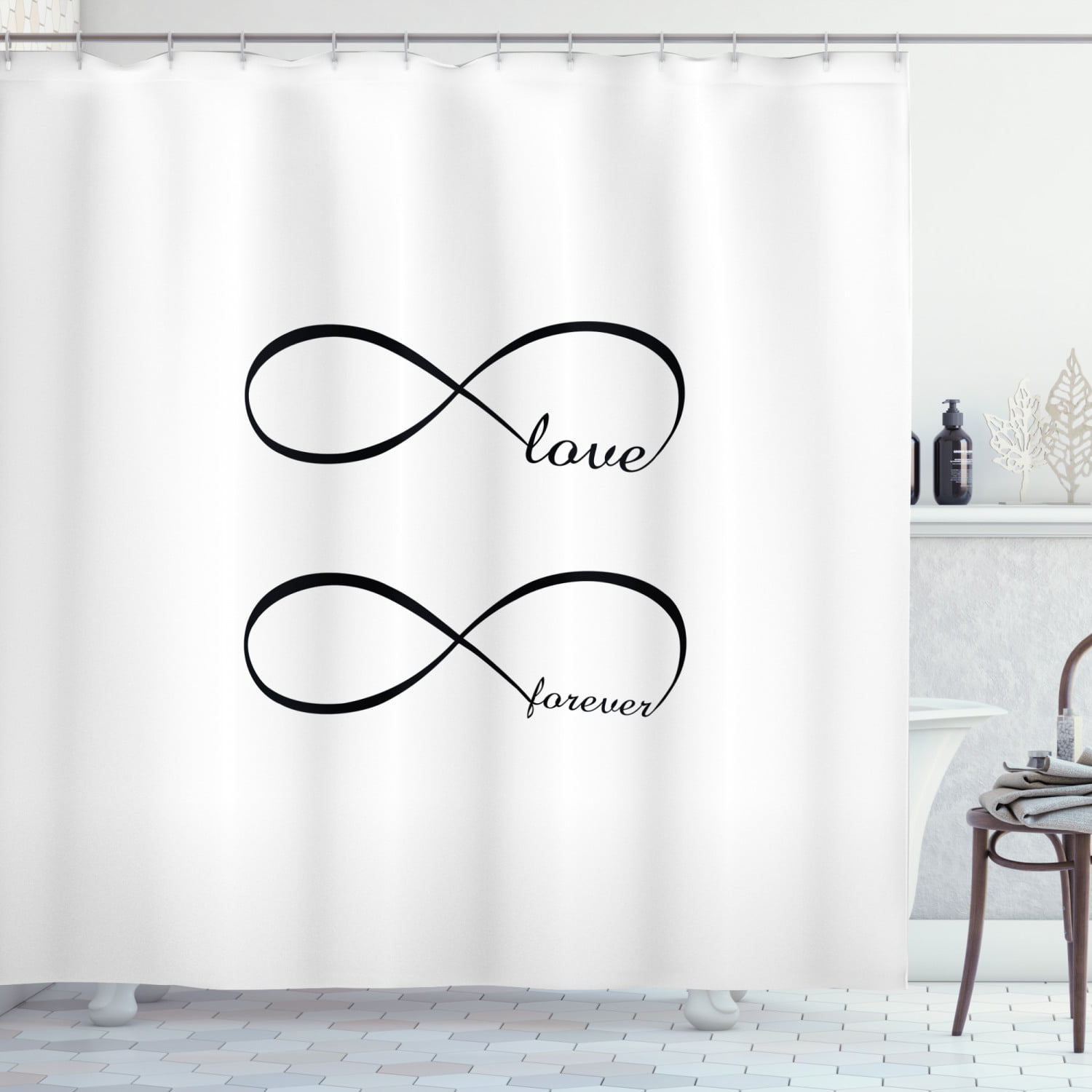 Love Shower Curtain Infinity Symbol, 88 Inch Long Shower Curtain