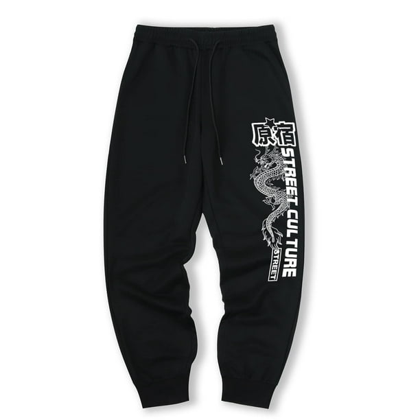 Guys Letter Chinese Dragon Graphic Sweatpants - Walmart.com