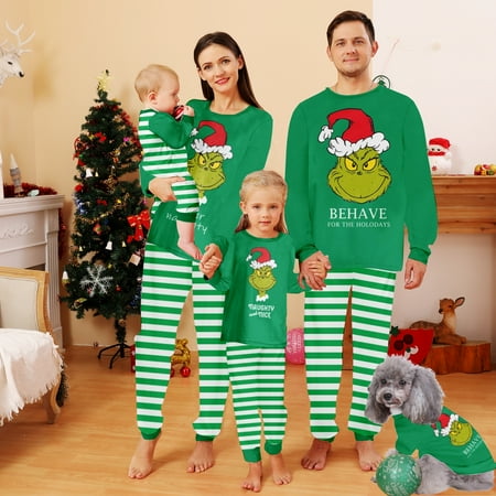 

Family Matching Christmas Pajamas Christmas Buffalo Plaid Stripe Printed Sizes Baby-Kids-Adult-Pet 2-Piece Top and Pants Bodysuits Xmas PJS Sleepwear