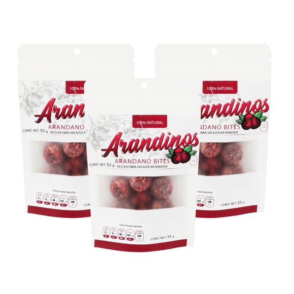 Pack Arandinos Arandinos 3 bolsitas de dulce de arándano sin azúcar añadida con fibra de agave