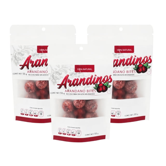 Pack Arandinos Arandinos 3 bolsitas de dulce de arándano sin azúcar añadida con fibra de agave