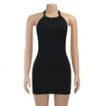 thumbnail image 5 of YCNYCHCHY 2023 Summer New Solid Backless Halter Dress Women Fashion Club Beach Mini Dress Casual Sleeveless Soft Smooth Bodycon Dresses, 5 of 6