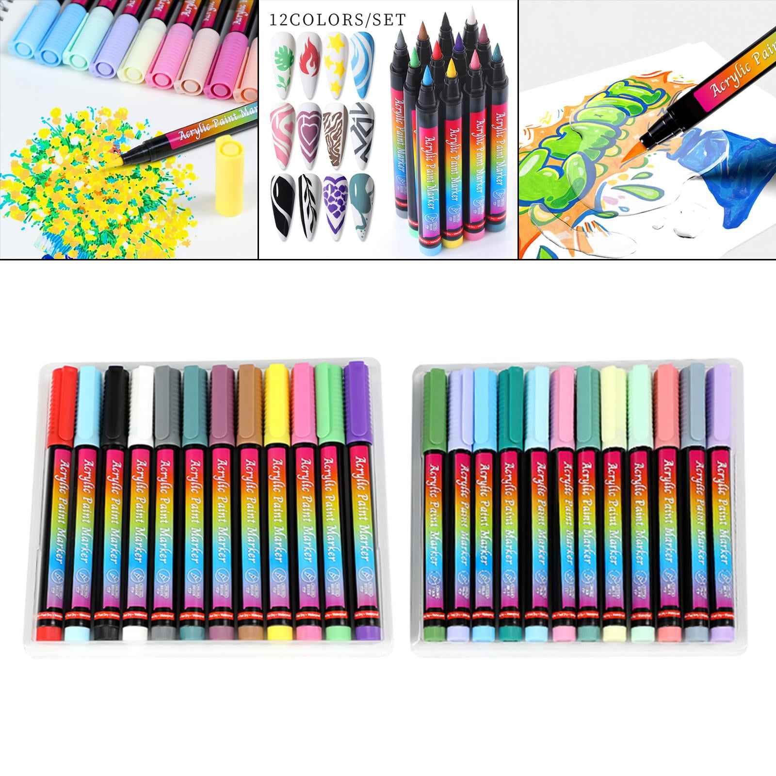 FVDPWYE Metallic Marker Pens Watercolor Pen Kit Painting Smooth for 24 Colors C 24 Colors