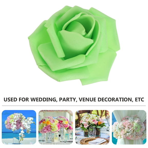 CRAFTHROU 50Pcs Realistic Flowers Light Green for Wedding and Home Decoration
