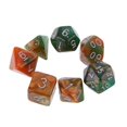 thumbnail image 2 of Juego de 7 dados poliédricos dicromáticos D4 D6 D8 D10 D12 D20 para escritorio, morado y blanco, 2 of 5