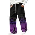 thumbnail image 3 of GrmtClth Mens Tribal Print Casual Sweatpants Lightweight Breathable Wide Leg Drawstring Bottoms for Festival Vacation S, 3 of 6