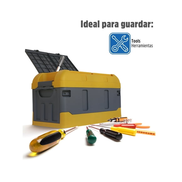 Caja Almacenamiento Plegable AGBOX 41 Litros Amarillo con Gris