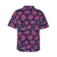 thumbnail image 3 of Balery Rose Flowers Print Men's Hawaiian Shirts Short Sleeve Beach Shirt Relaxed Fit Vacation Button Down Shirts-3X-Large, 3 of 9