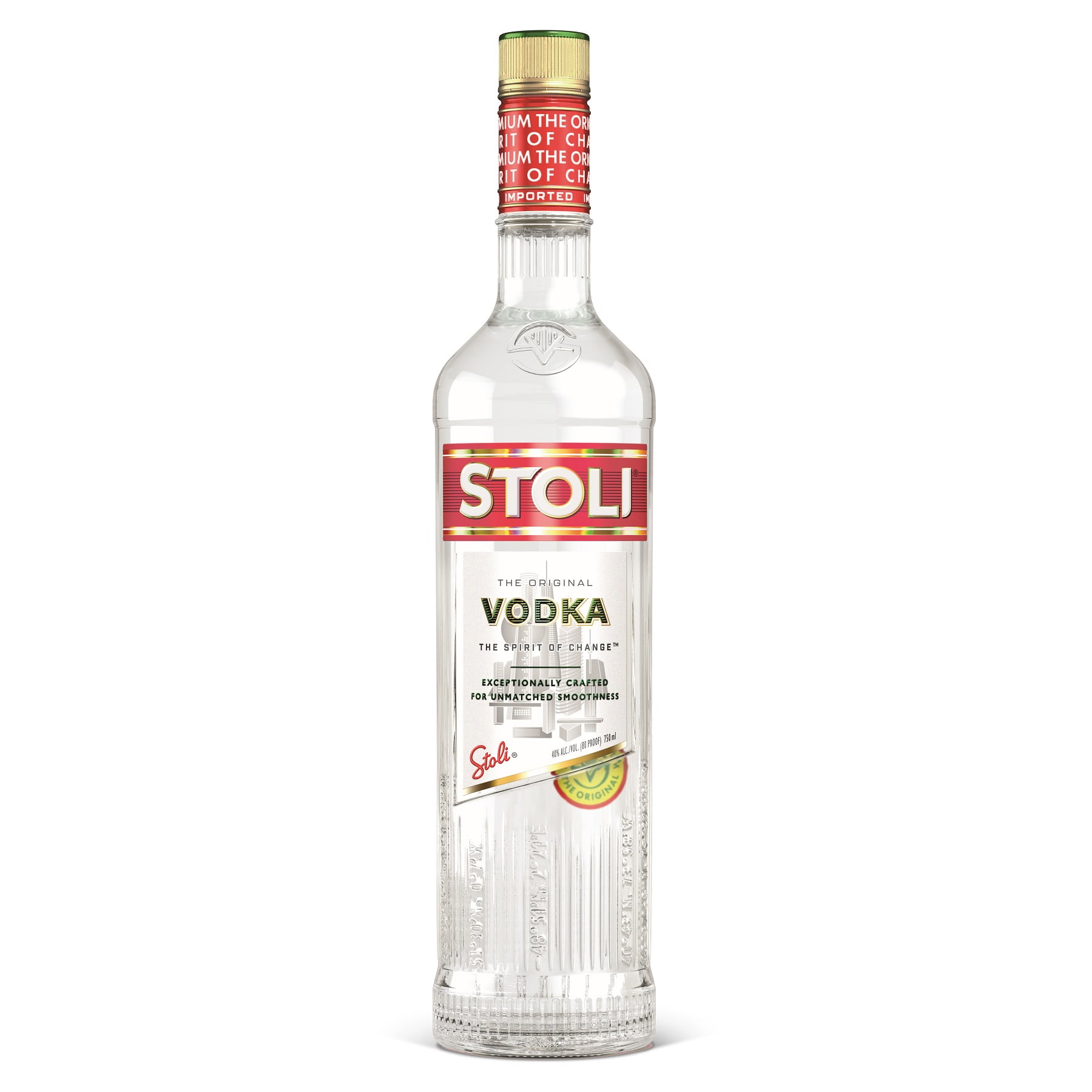 Stoli® Premium Vodka, 40% ABV, 750ml Glass Bottle