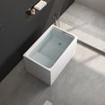 thumbnail image 2 of 43 Inch Acrylic Freestanding Bathtub with Built-in Seat, Modern Rectangular Design for Small Bathrooms, Gloss White Finish, Chrome Overflow & Pop-Up Drain, 2 of 9