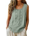thumbnail image 2 of Womens Tank Tops Summer Cotton Linen Embroidery Casual Blouse Loose Fit Scoop Neck Gauze Boho Shirts, S, 2 of 7