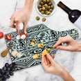 thumbnail image 4 of Ethnic Cutting Board, Monkeys Birds Simplistic Animal Motifs Ornaments Petroglyph Theme, Decorative Tempered Glass Cutting and Serving Board, Wine Bottle Shape, Black White, by Ambesonne, 4 of 5