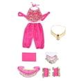 thumbnail image 2 of Conjunto De Trajes De Danza Del Vientre Para Niños Conjunto De Pantalones Con Top Halter Y Danza Del Vientre Para Niños Conjunto De Disfraz Rosa Rojo, 2 of 8