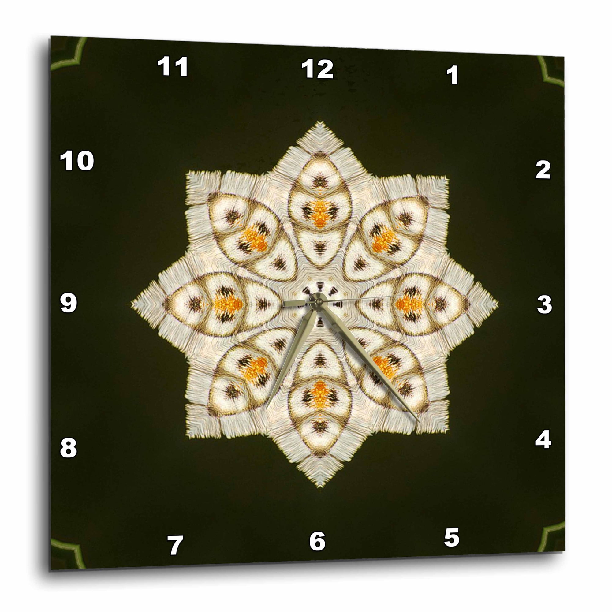 3drose, Fancy Butterfly Big Star Kaleidoscope, 10x10 Wall Clock