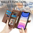 thumbnail image 2 of Dteck Case for iPhone 11,Magnetic Leather 7 Card Slots Zipper Wallet Case Shockproof Rubber Kickstand Cover with Wrist Strap, Brown, 2 of 7