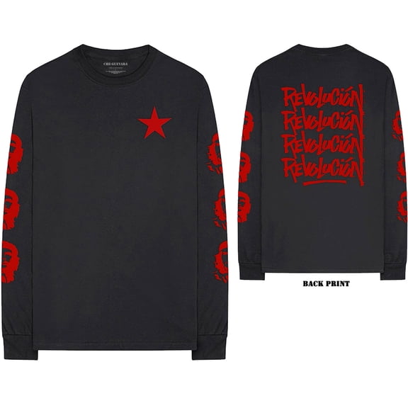 Che Guevara Unisex Long Sleeve T-Shirt Revolution (Back & Sleeve Print) (Small)