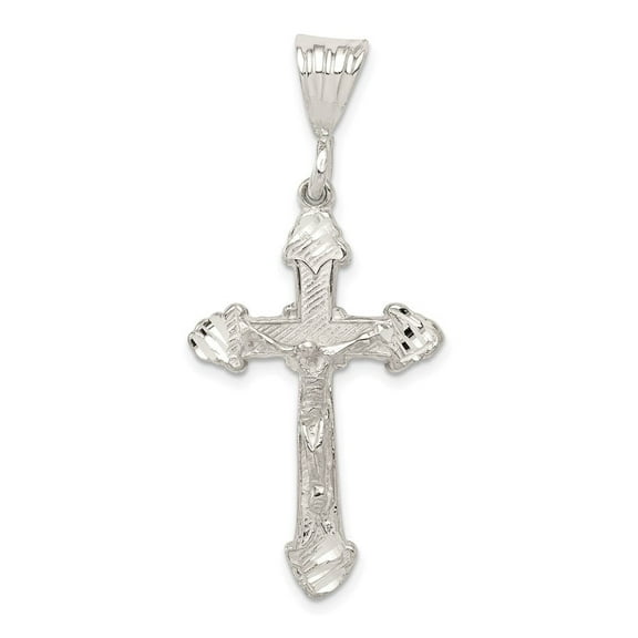 Auriga Fine Jewelry 925 Sterling Silver Diamond-Cut Crucifix Cross Pendant for Women (L - 43mm, W - 20mm)