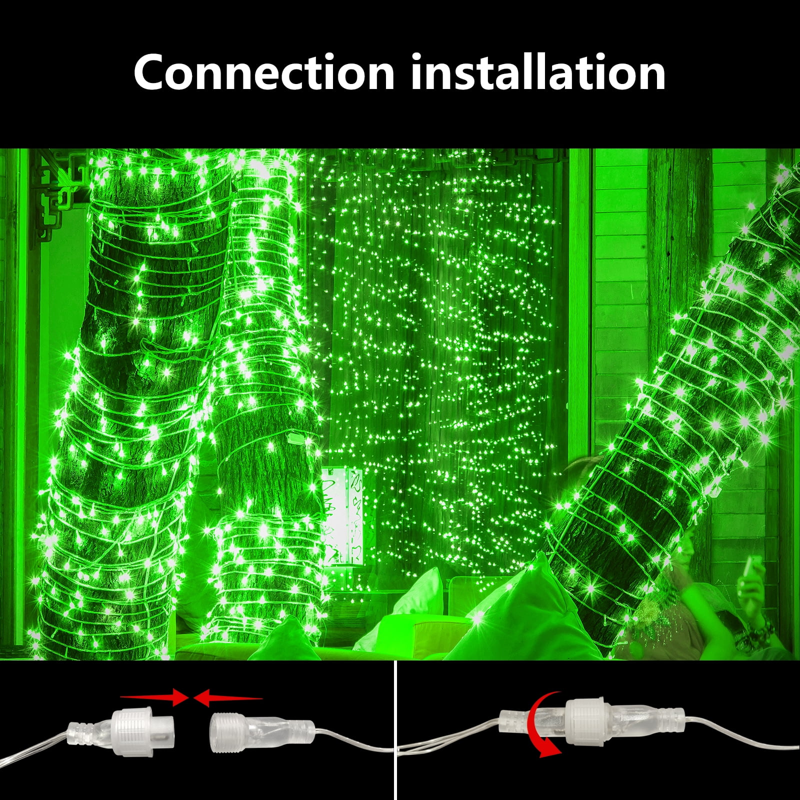 Beatineon Christmas String Lights, 72FT 220LED Indoor Outdoor Lights with 8 Functions & Timer, Connectable Transparent Wire for Holiday Home Decor,Green