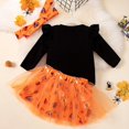thumbnail image 4 of Hotiary 3Pcs Toddler Baby Girls Pumpkin Printed Tutu Dress Halloween Long Sleeve Breathable Skirt Outfits Clothes with Headband for 1-18 Months, 4 of 5