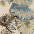 thumbnail image 3 of 8' Ivory Blue Hand Tufted Tropical Leaves Indoor Runner Rug, 3 of 4