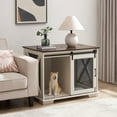 thumbnail image 6 of Noble House Farmhouse Dog Cage Crate Furniture, Sliding Barn Door Kennel End Table with Divider and Flip-Top, White, 6 of 7