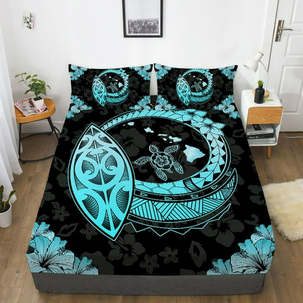 Fitted Sheet Highend 3D Sea Turtle Printed Home Bed Set Fitted Cover