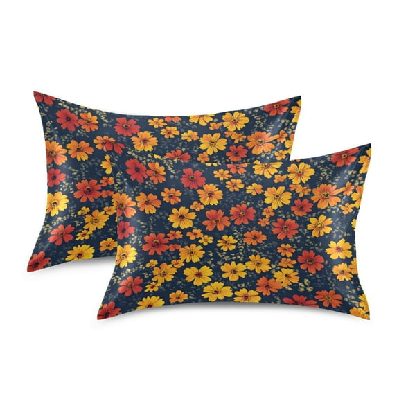 Yayeee Pillowcase Standard Size Set of 2 Satin Wrinkle Resistant Pillow Case, Yellow Floral