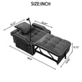 thumbnail image 3 of JERFIT 3-in-1 Convertible Velvet Sofa Bed with USB Charging, Cup Holders & Storage Pocket for Small Spaces, Black, 3 of 8