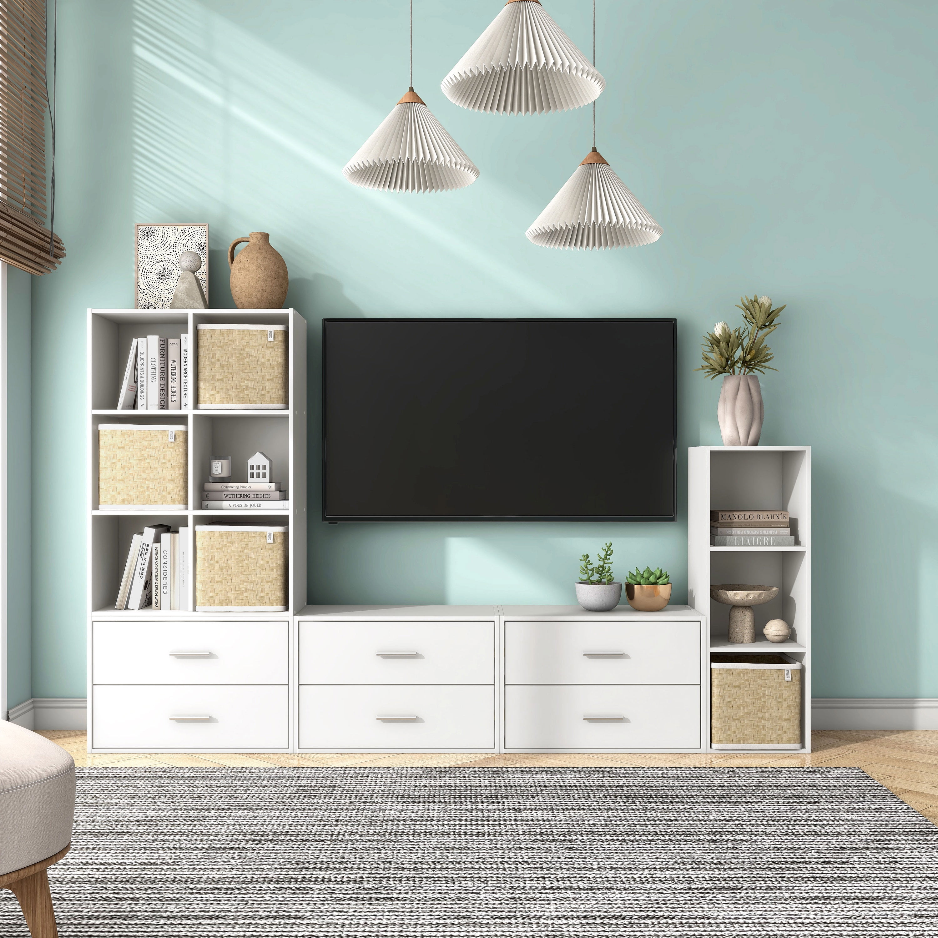 Furniture of America Brooks Stackable 6-Cube Wood White Bookcase