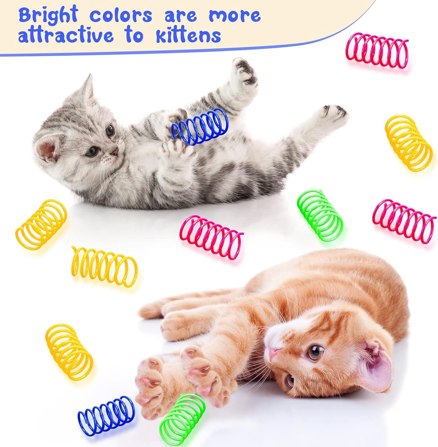 300 Pcs Cat Spring Toy Cat Spiral Toys Interactive for Indoor Colorful Plastic Springs Coil for Kitten Hunting Swatting Biting