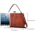 thumbnail image 3 of Kwuty Women Retro Hollow Oil Wax PU Leather Handbag Kiss Lock Crossbody Purse Vintage Messenger Bag Tote, 3 of 7