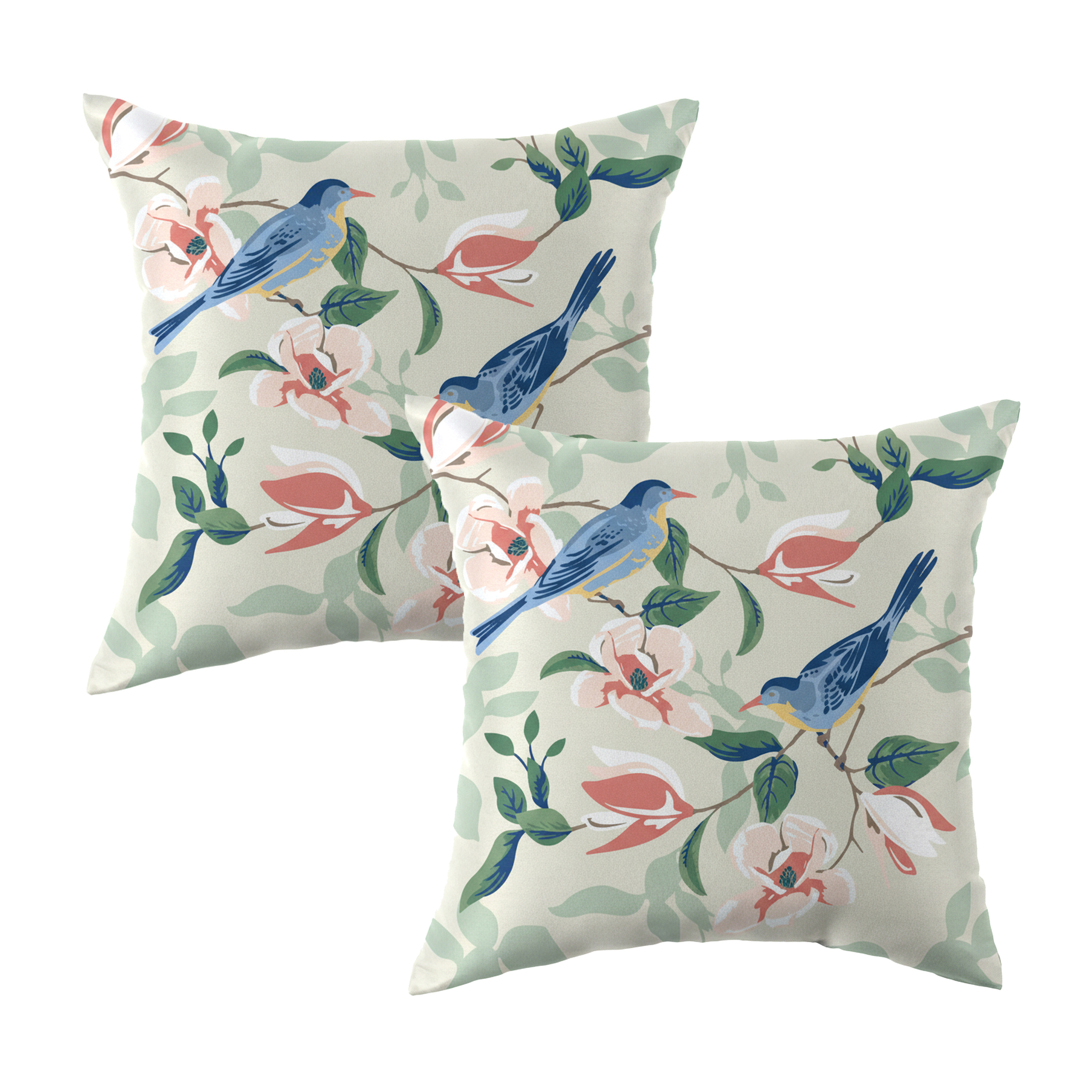 Mainstays 16 in x 16 in Blue Bird Outdoor Pillow, Multi-color