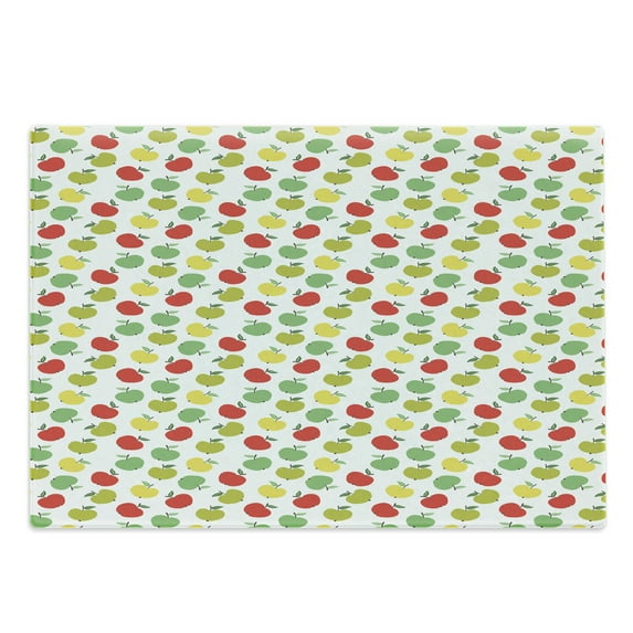 Fruit Cutting Board, Simple Hand Drawn Minimalist Apples Repetitive Illustration, Decorative Tempered Glass Cutting and Serving Board, in 3 Sizes, by Ambesonne
