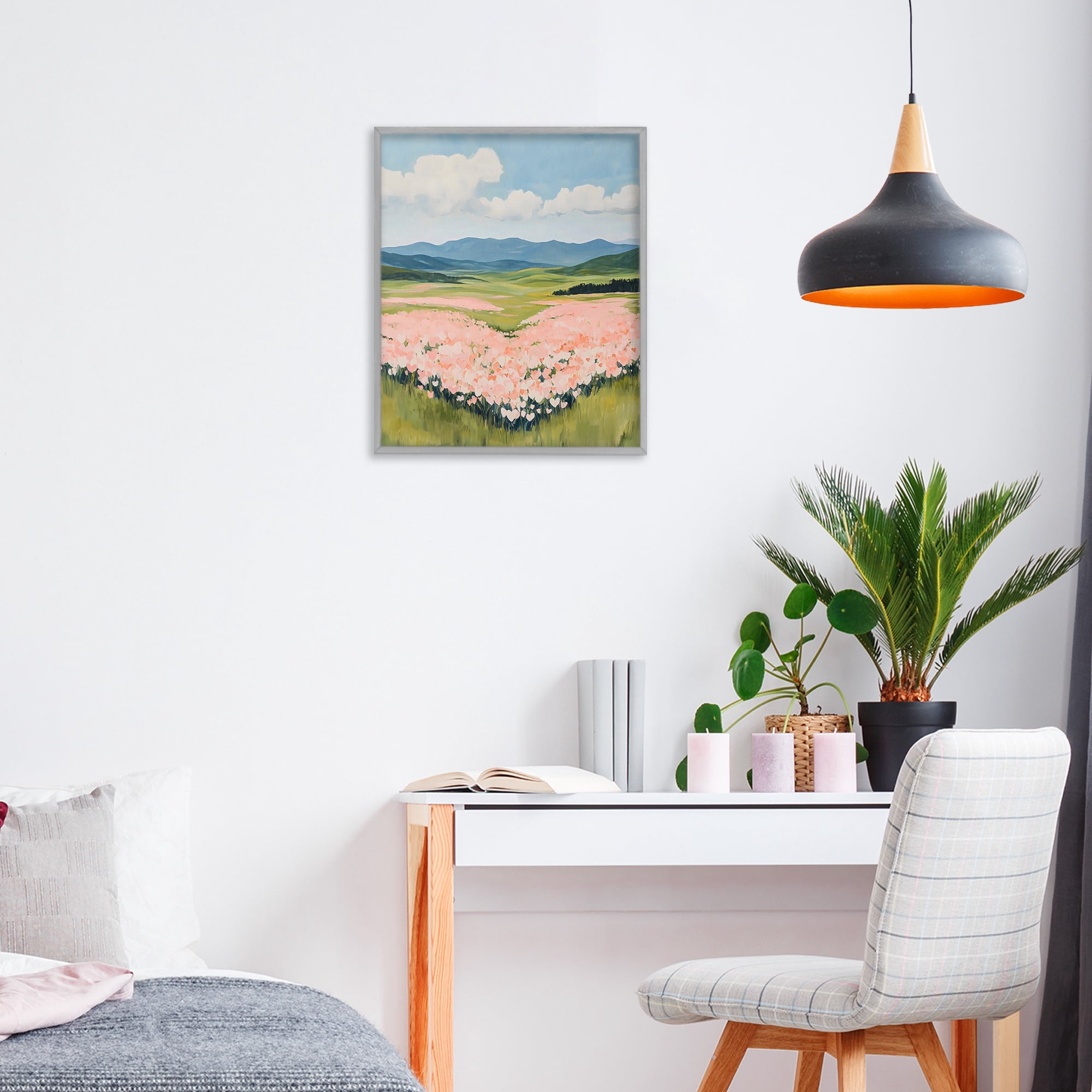 Stupell Industries Heart Shaped Flower Field Gray Framed Giclee Art, design by The Prints Vibe