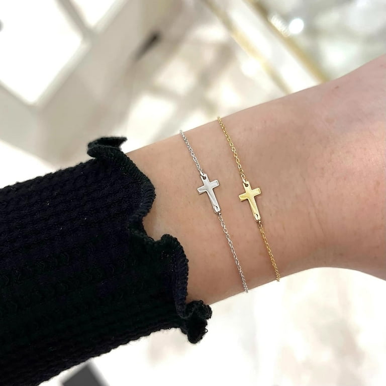 Dainty 14k Gold Cross Bracelet for Women Elegant and Hypoallergenic Jewelry