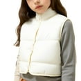 thumbnail image 2 of UQJfacai Girls Puffer Vest Kids Button Down Cropped Jacket Padded Gilet Winter Stand Collar Sleeveless Quilted Coats 2-10 Years, 2 of 5